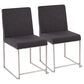 Lumisource Fuji Side Chair with Charcoal Cushion in Brushed Stainless Steel (Set of 2), , large