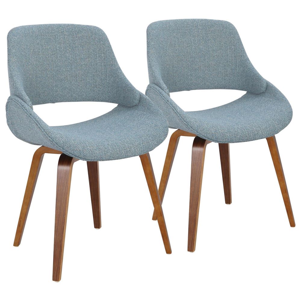 LumiSource Fabrico Side Chair with Blue Cushion in Walnut (Set of 2), , large