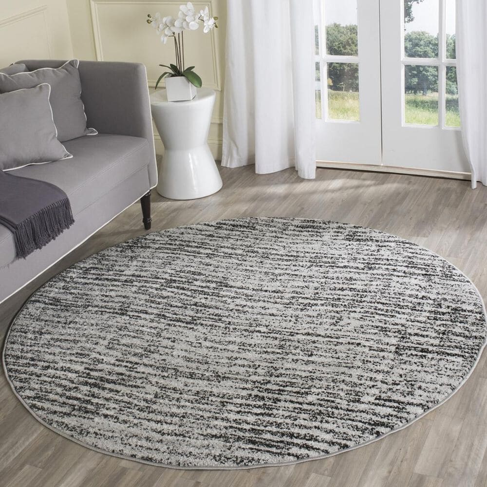 Safavieh Adirondack ADR117A 6" Round Black and Silver Area Rug, , large