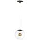 Maxim Lighting Nucleus 1-Light LED Pendant in Black and Natural Aged Brass, , large
