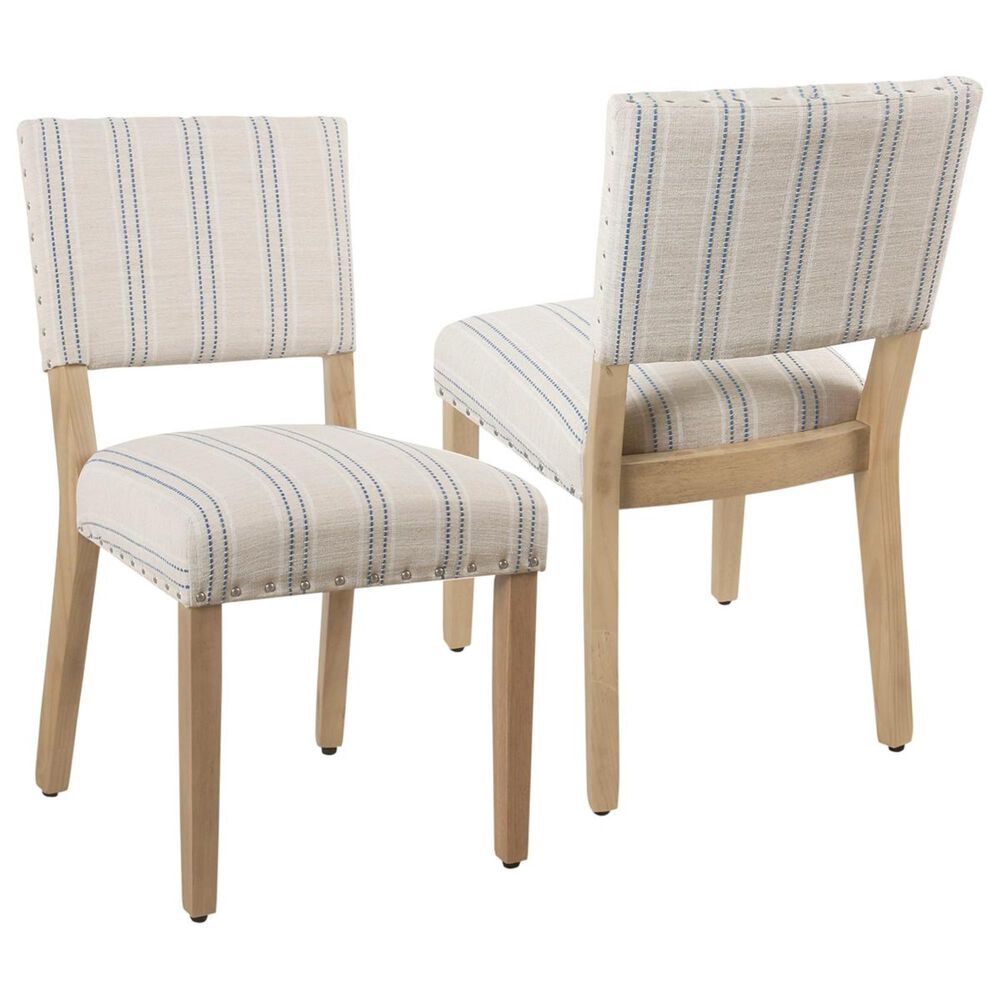 Kinfine HomePop Dining Chair in Cream, Blue, and White (Set of 2), , large
