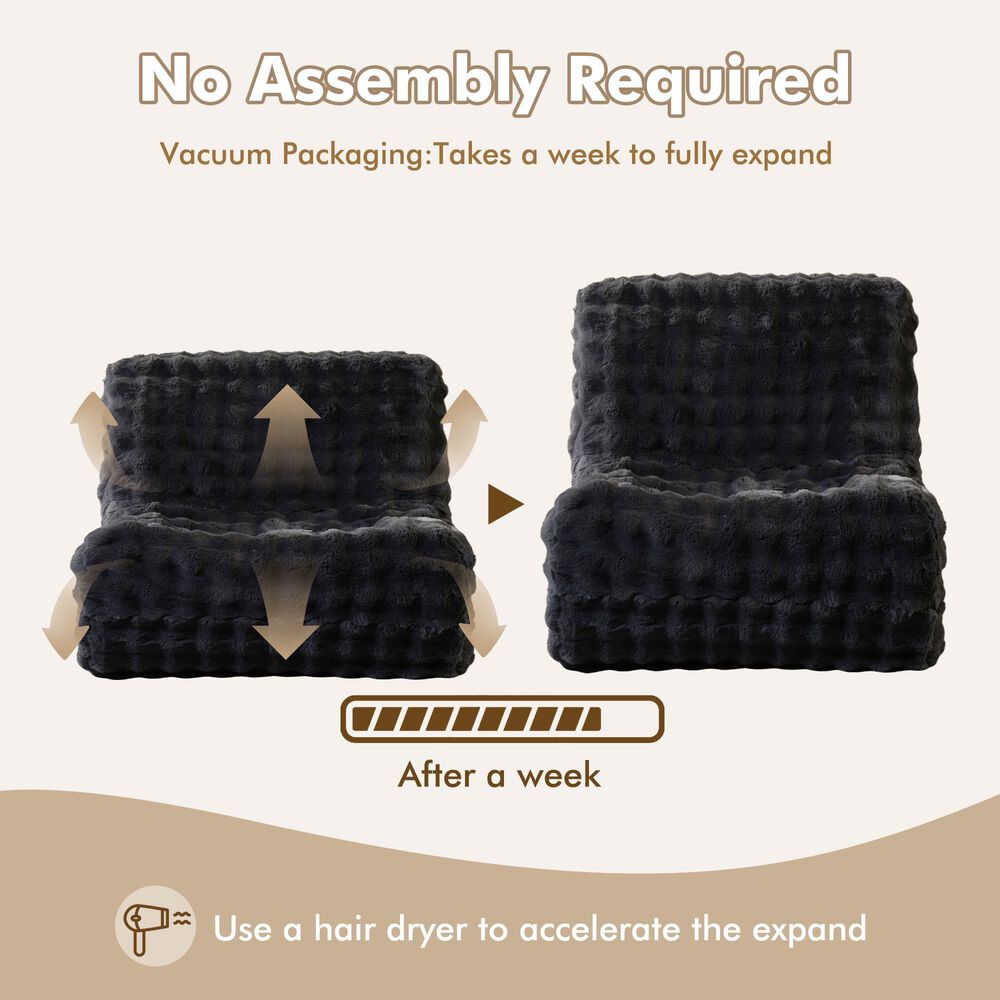 HOMLUX Togo Sofa Bean Bag Chair in Dark Grey, , large