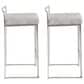 LumiSource Fuji 26" Stacker Counter Stool with Light Grey Cowboy Upholstery in Brushed Stainless Steel (Set of 2), , large