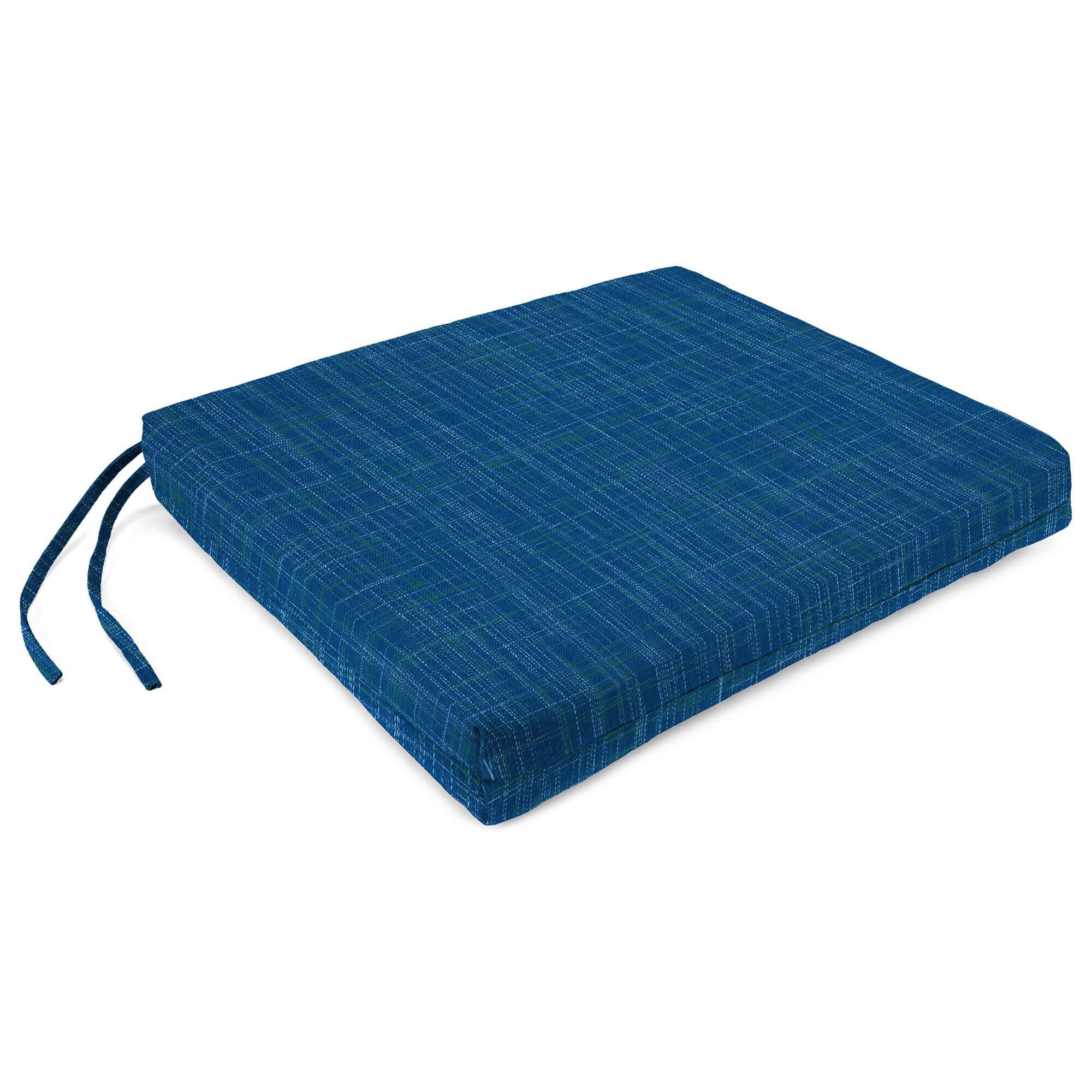 Jordan Manufacturing 17 x 19 Rectangular Outdoor Chair Pad Seat Cushion in Harlow Lapis NFM