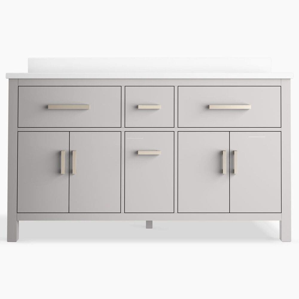 Kohler Kresla 60" Double Bathroom Vanity in Atmos Grey with 3 cm White Quartz Top and Rectangular Sinks, , large