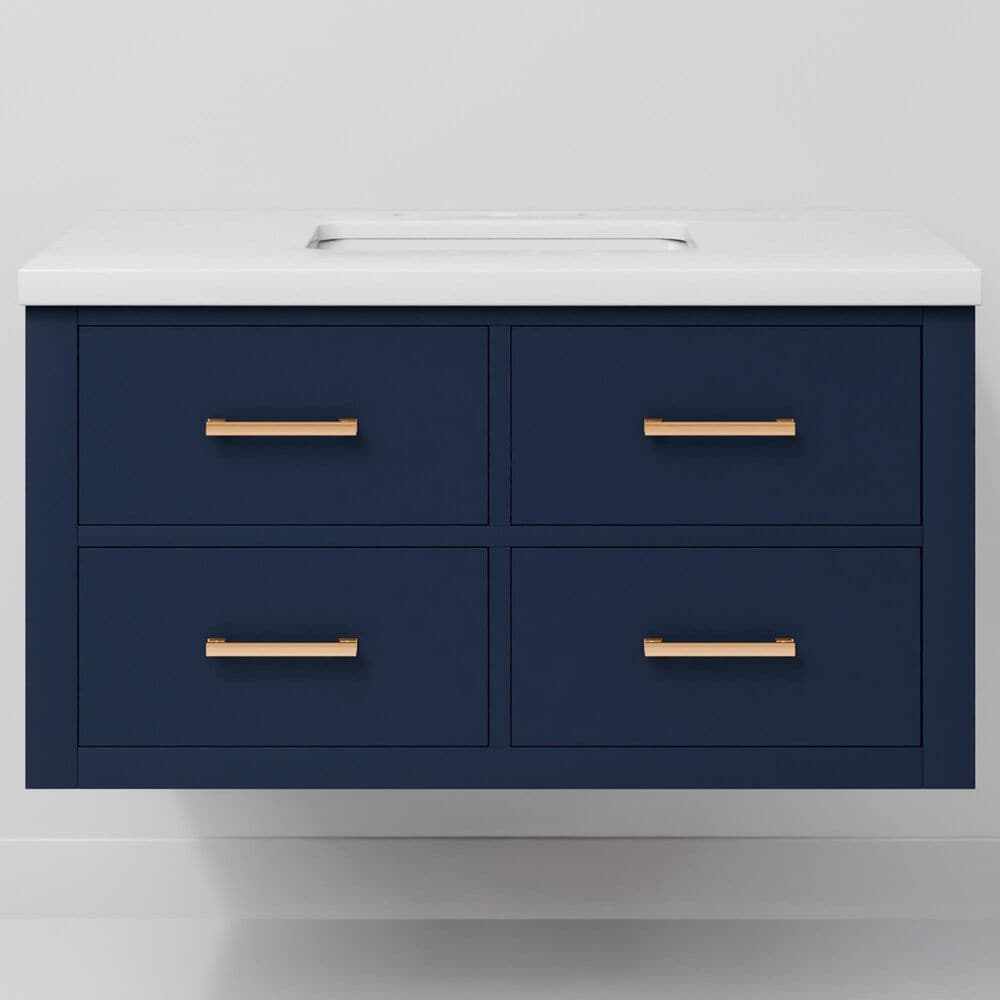 Lexora Home Castor 36" Single Bathroom Vanity in Blue with 2 cm White Cultured Marble Top and Rectangular Sink, , large