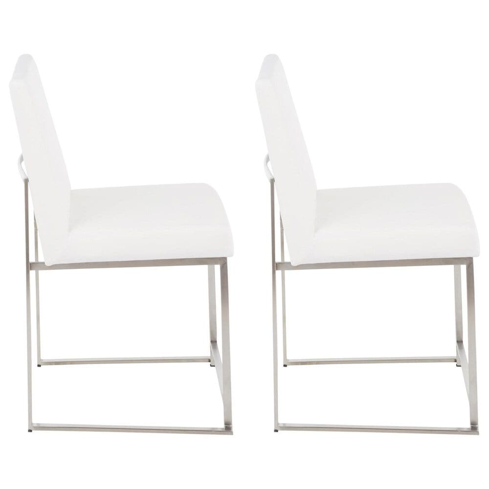 Lumisource Fuji Side Chair with White Velvet Cushion in Brushed Stainless Steel &#40;Set of 2&#41;, , large
