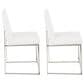 Lumisource Fuji Side Chair with White Velvet Cushion in Brushed Stainless Steel (Set of 2), , large
