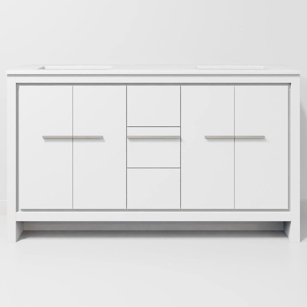 Lexora Home Lafarre 60" Double Bathroom Vanity in White with 2 cm White Quartz Top and Rectangular Sinks, , large
