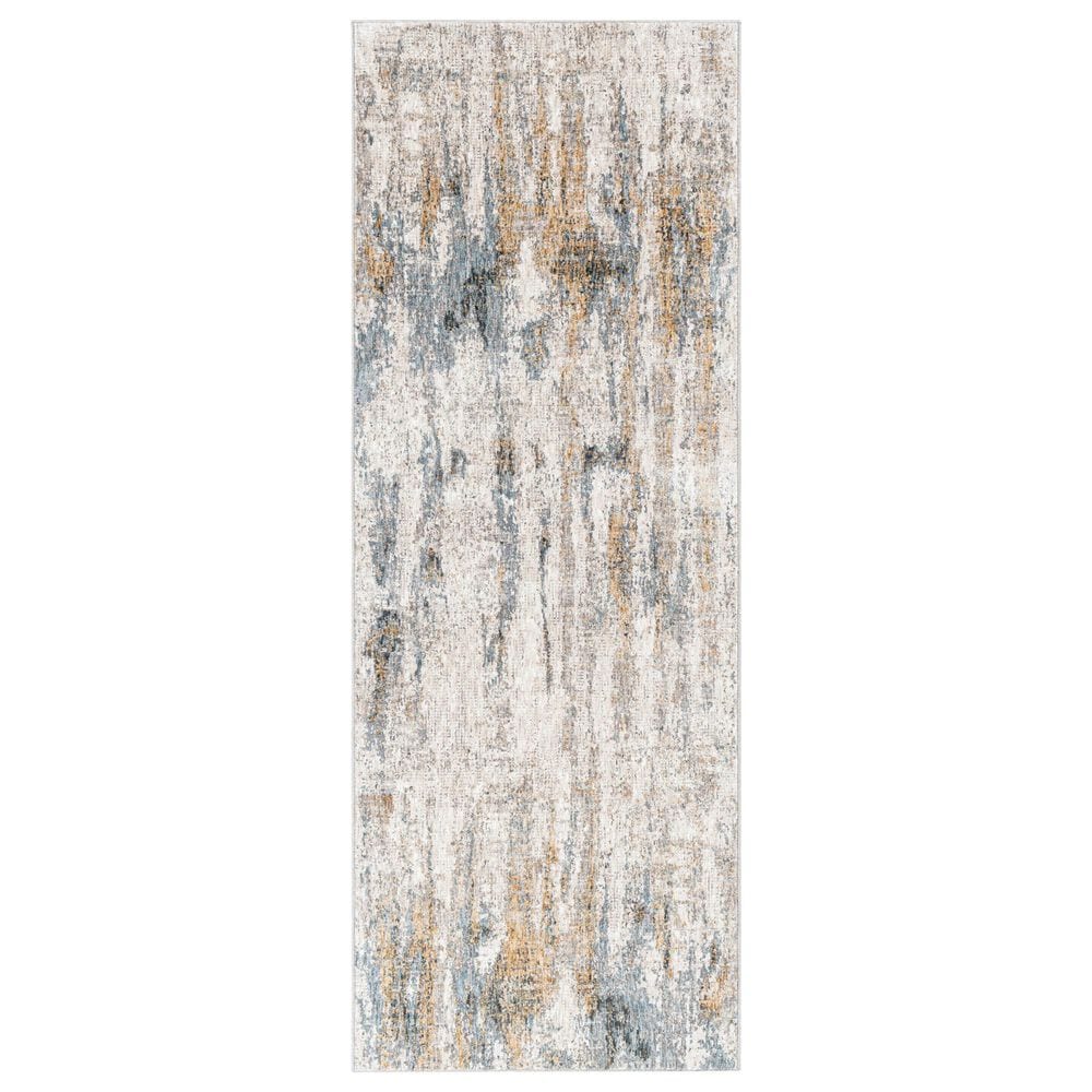 Surya Cardiff CDF-2306 Medium Gray, Light Blue, Mustard and Dark Blue 2"7" x 7"3" Runner, , large