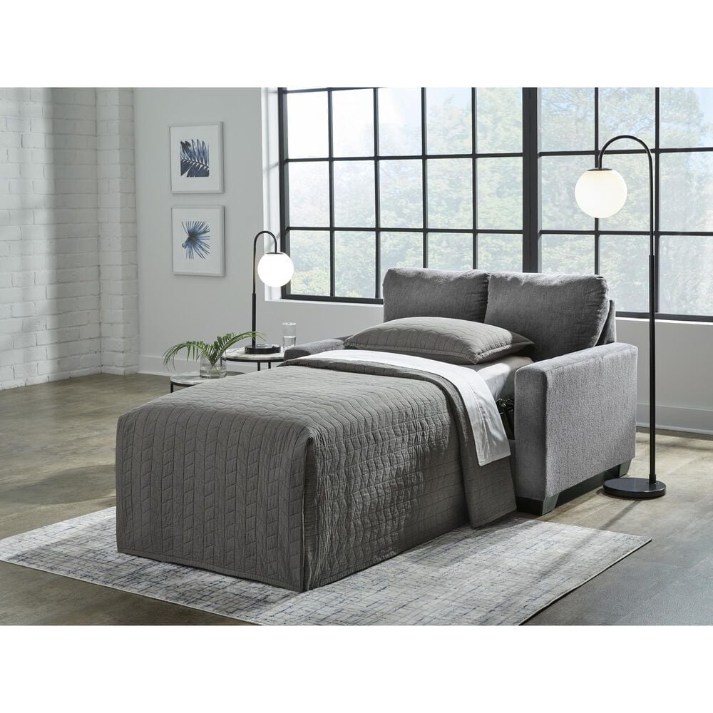 Ashley Rannis Stationary Twin Sofa Sleeper in Pewter, , large