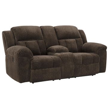 Ashley Frohn Manual Reclining Loveseat in Chocolate, , large