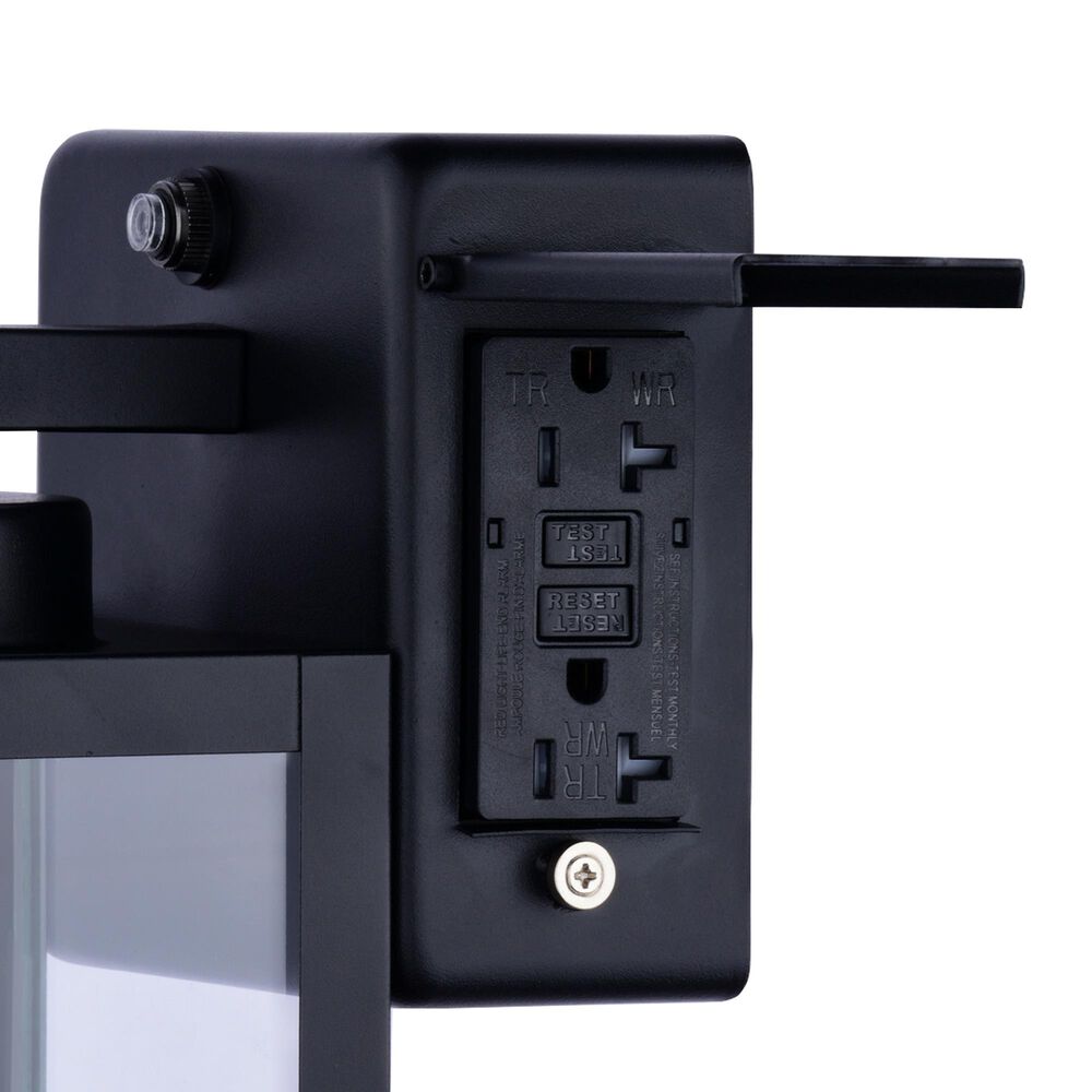 Vaxcel International Co. Ltd. Lombard 1-Light Outdoor Wall Light with GFCI Outlet in Textured Black, , large