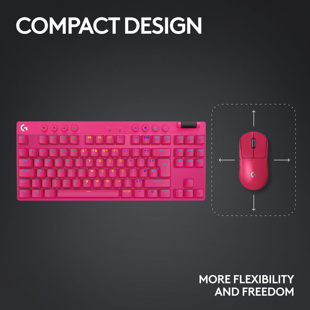 Logitech Pro X TKL Rapid Wired Gaming Keyboard in Magenta, , large