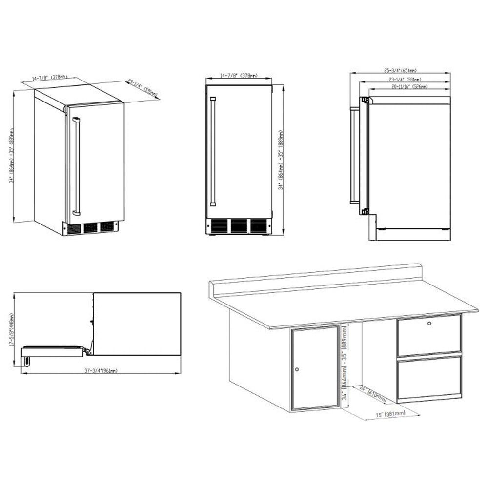 Thor Kitchen 26 Lbs Ice Maker with Top-Hat Cube Ice in Stainless Steel, , large