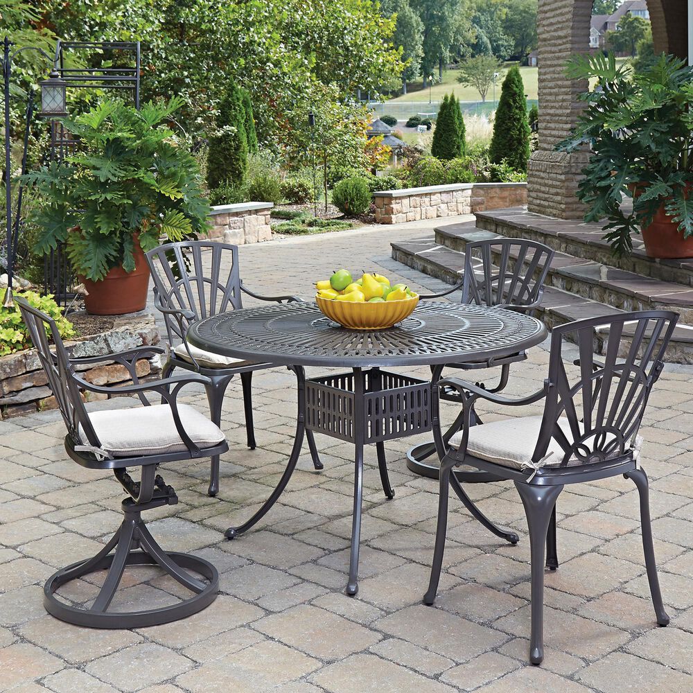Homestyles Grenada 5-Piece Dining Set with Two Swivel Chairs and Cushions in Taupe, , large