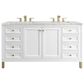 James Martin Vanities Chicago 60" Double Bathroom Vanity in Glossy White with 3 cm Eternal Jasmine Pearl Quartz Top and Rectangular Sinks, , large