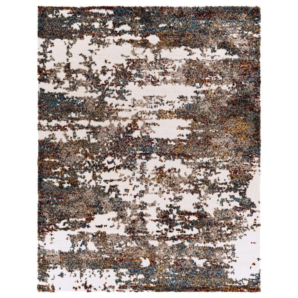 Surya Celestial Shag Teal, Dark Blue, Denim, Burgundy, Dusty Pink, Sage, Deep Teal, Mustard and Cream 7"10" x 10" Area Rug, , large