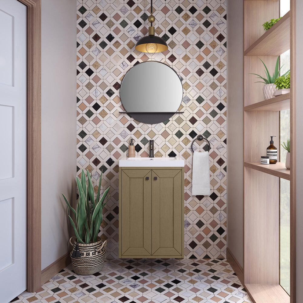 James Martin Vanities Chianti 20" Single Bathroom Vanity in Walnut Whisper and Brushed Nickel with 2 cm White Glossy Composite Stone Top and Rectangular Sink, , large