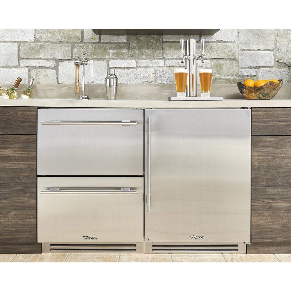 True Residential 5.75 Cu. Ft. Dual Tap Undercounter Beverage Dispenser with Right Hinge and Solid Door in Stainless Steel, , large