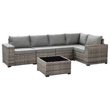 HOMLUX 6-Piece Outdoor Wicker Sectional Patio Furniture Set in Dark Gray, , large