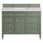 James Martin Vanities Brittany 48" Single Bathroom Vanity in Smokey Celadon with 3 cm Eternal Jasmine Pearl Quartz Top and Rectangular Sink, , large