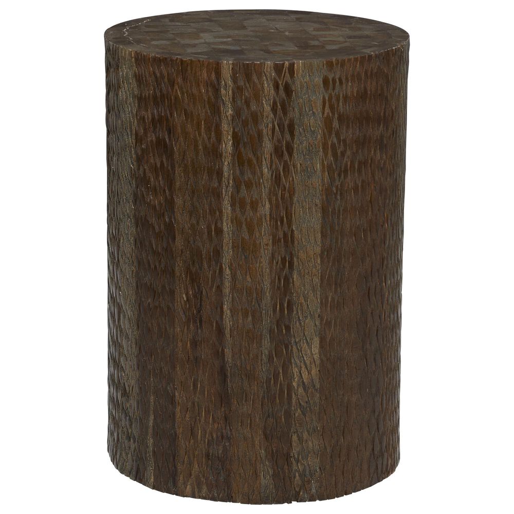 Maple and Jade Round Stool in Brown and Gray, , large