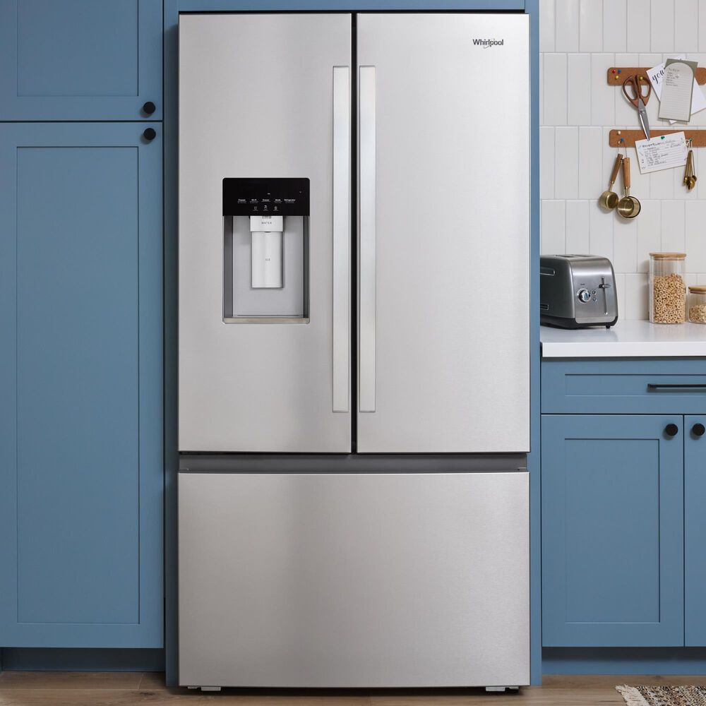 Whirlpool 23.4 Cu. Ft. Counter Depth 3-Door French Door Refrigerator in Fingerprint-Resistant Stainless, , large