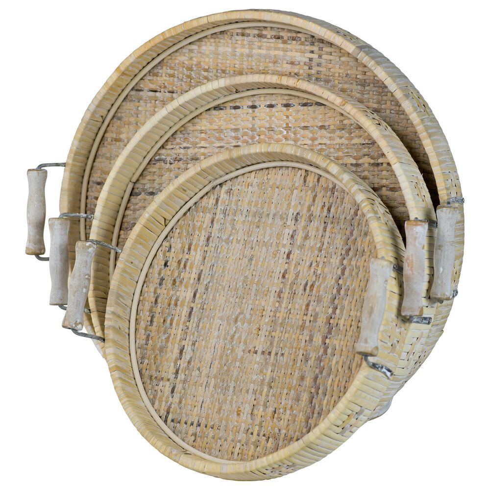 VIP Home and Garden Wicker Tray in Tan (Set of 3), , large