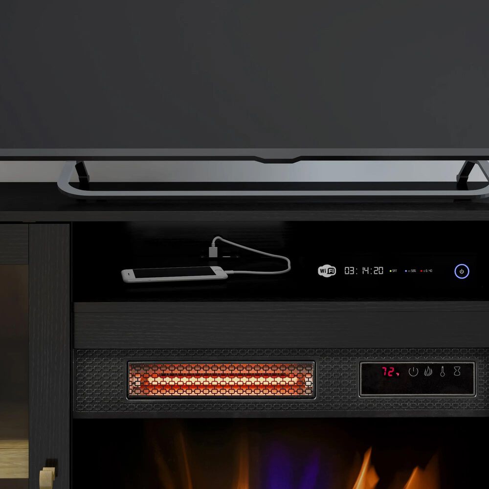 Fabio Flames Nathan 54" Electric Fireplace TV Stand in Black, , large