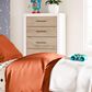 Ashley Charbitt 5-Drawer Chest in Matte White and Replicated Oak Grain, , large