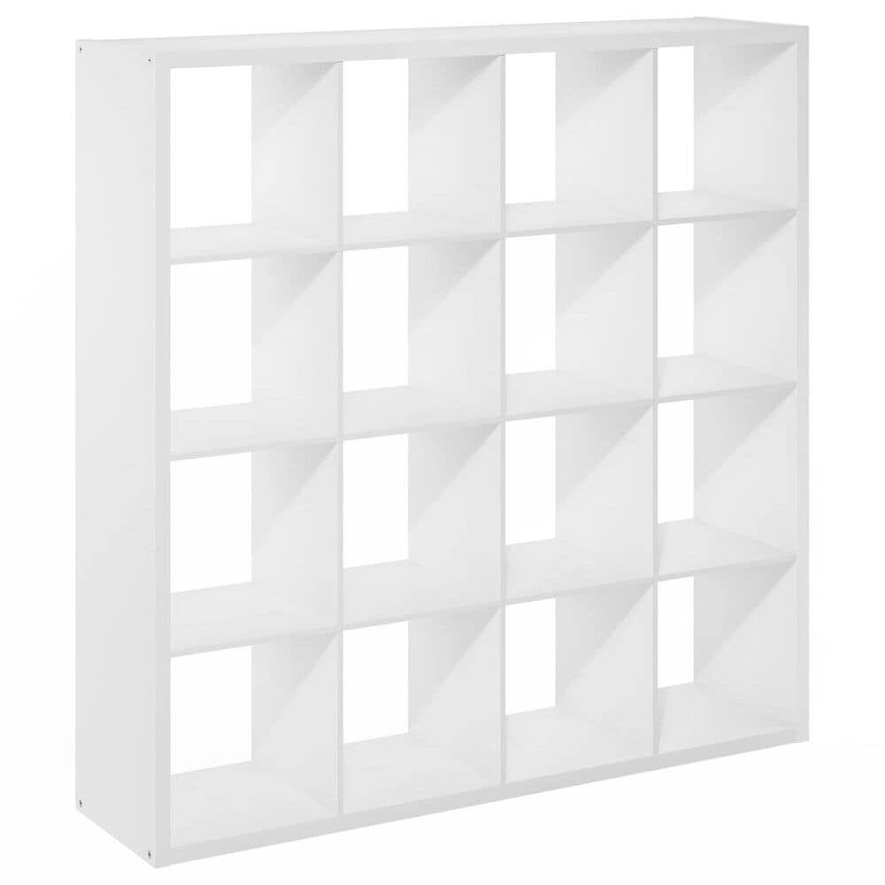 HOMLUX 16-Cube Reversible Open Back Bookshelf in White, , large