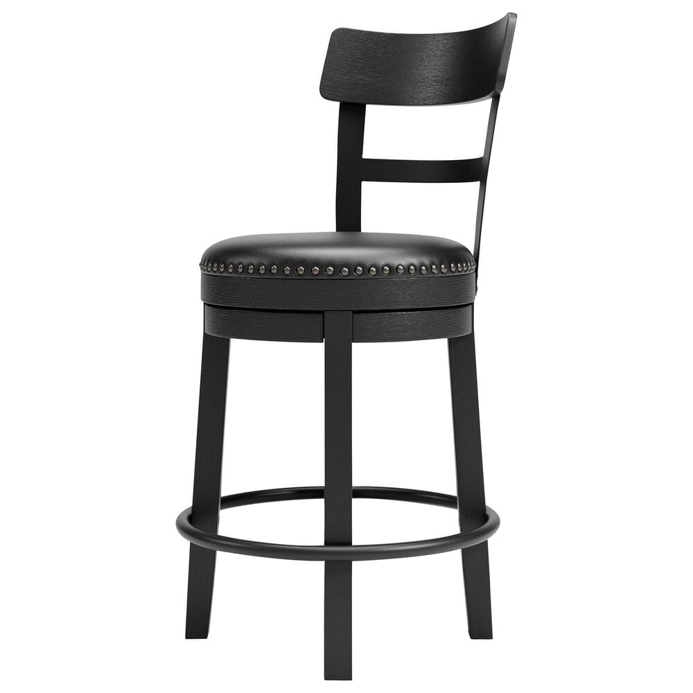 Ashley Valebeck 24&quot; Counter Stool with Back in Antiqued Black, , large
