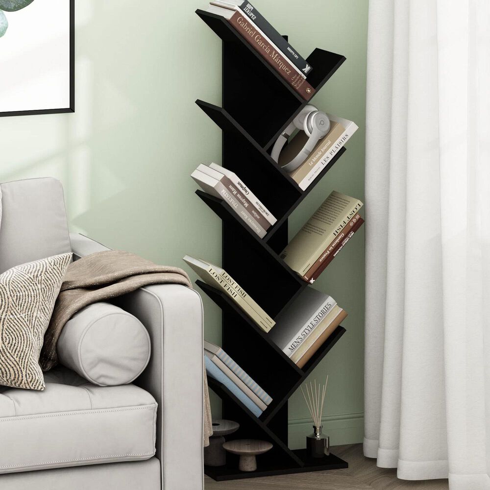 HOMLUX 9-Tier Shelf Tree Bookcase in Espresso, , large