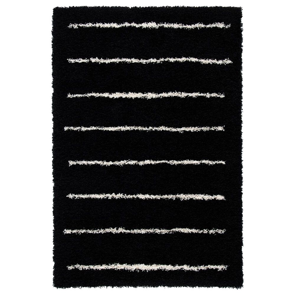 Safavieh Venus Shag VNS604Z 4" x 6" Black and Ivory Area Rug, , large