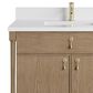 James Martin Kinnsden 36" Single Bathroom Vanity in Weathered Oak with Single Hole 3 cm White Zeus Silestone Top and Rectangular Sink, , large