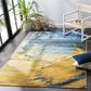 Safavieh Barbados Tropical Wave 3"3" x 5 Blue and Gold Indoor/Outdoor Area Rug, , large
