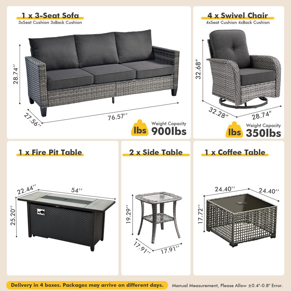 HOMLUX 9-Piece Outdoor Conversation Set in Black, , large