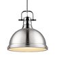 Golden Lighting Duncan 1-Light Pendant with Rod and Pewter Shade in Chrome, , large