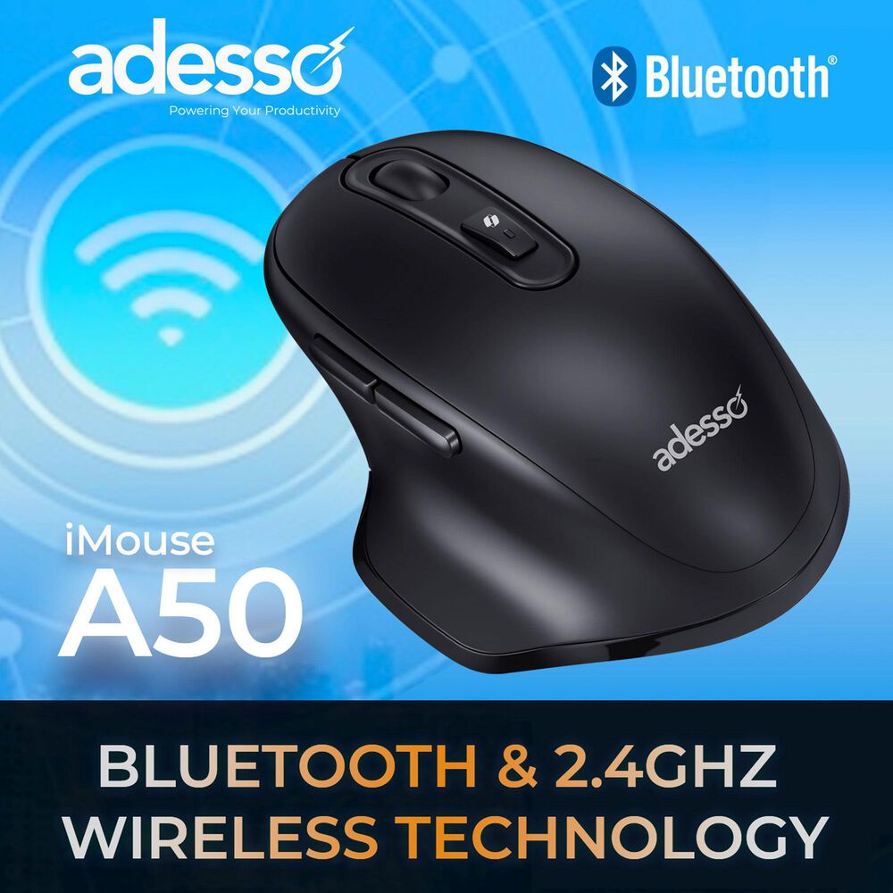 Adesso A50 Wireless Ergonomic Mouse with Copilot AI Hotkey in Black, , large