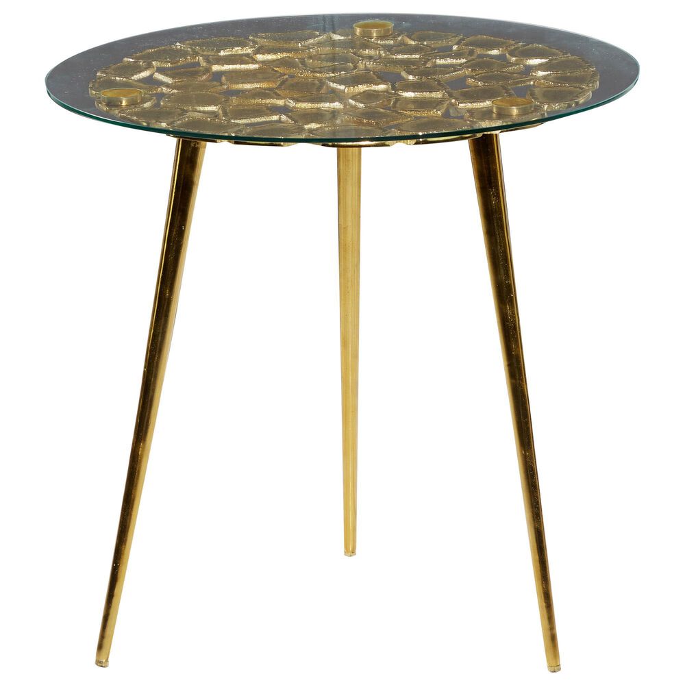Maple and Jade Aluminum and Glass Accent Table in Gold, , large