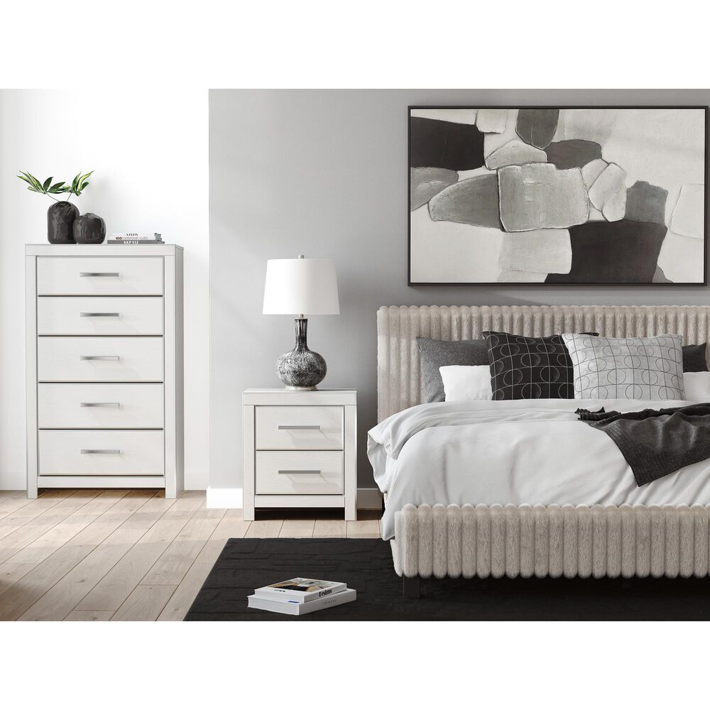 Ashley Zuraleus 4-Piece Queen Upholstered Platform Bedroom Set in Matte White, , large