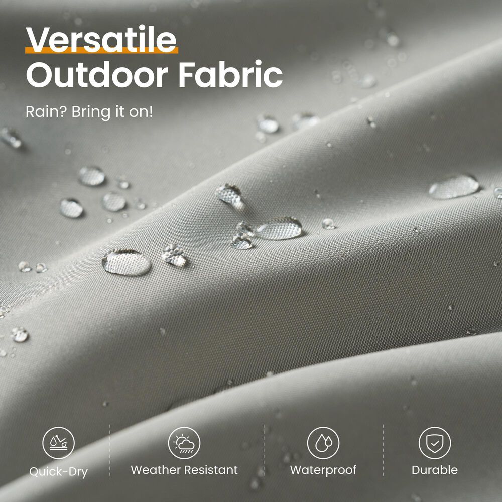 HOMLUX 15' Double-Sided Outdoor Market Umbrella with Sandbag Base and White LED Beads in Light Gray, , large