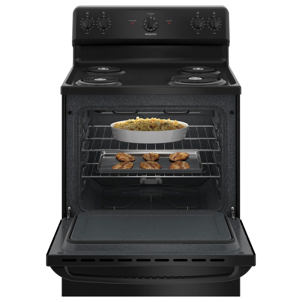 Hotpoint 5.0 Cu. Ft. Freestanding Electric Range with Sensi-Temp in Black, , large
