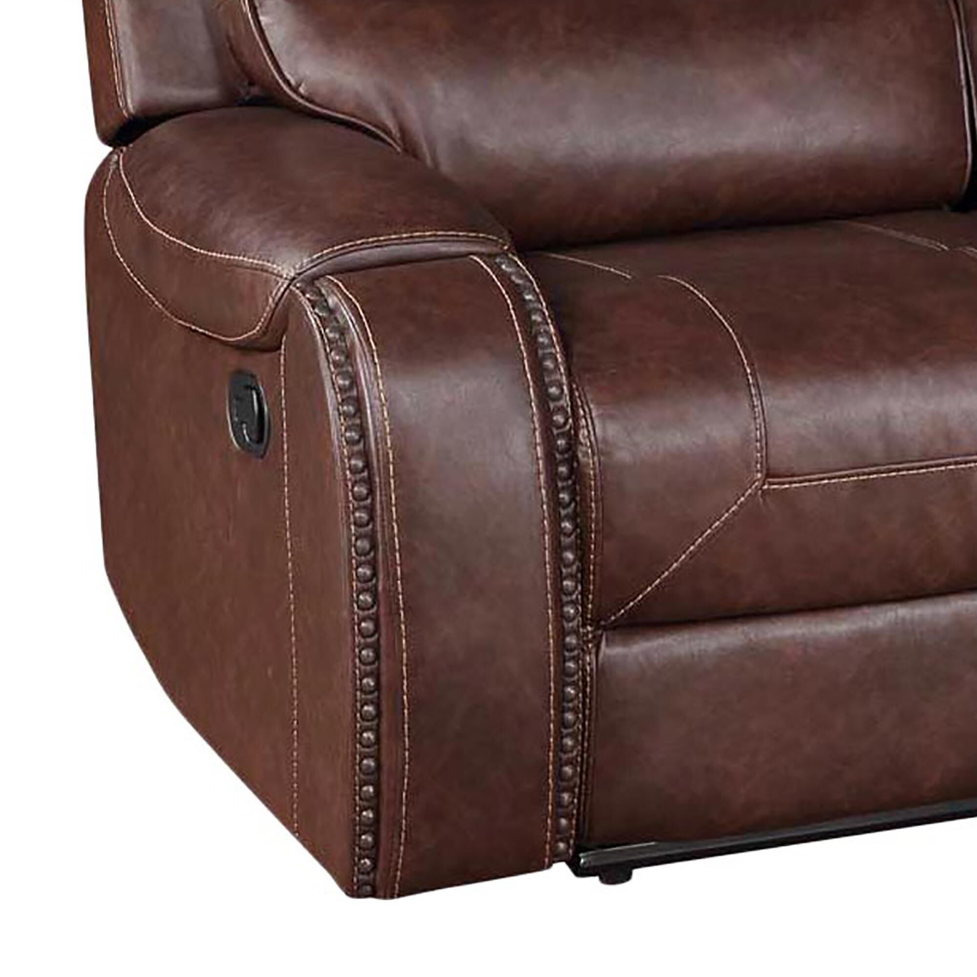 Crystal City Keily Manual Reclining Sofa with Dropdown Table in Brown