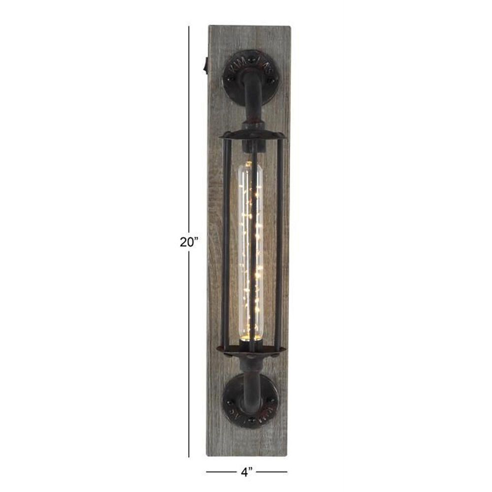 Maple and Jade Battery-Operated Geometric Wall Accent Lamp in Matte Black and Brown, , large