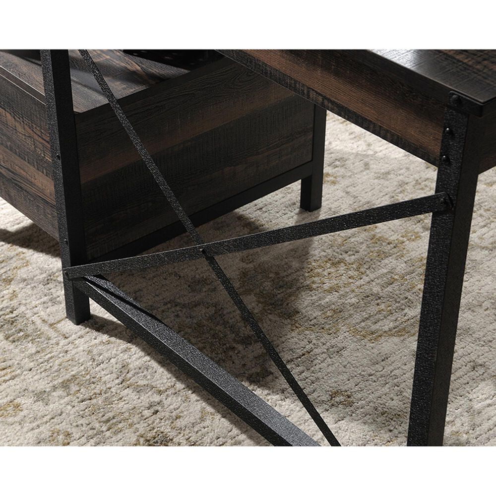 Sauder Steel River Desk in Carbon Oak and Black, , large