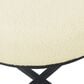 Kinfine Round Faux Sheepskin Ottoman with Matte Black Leg in Cream, , large