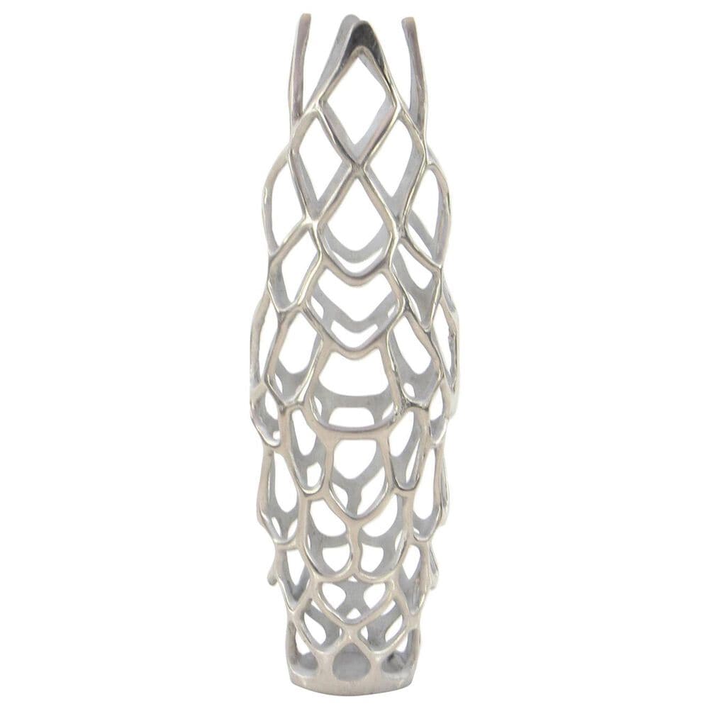 Maple and Jade 26" Cutout Coral Decorative Vase in Satin Silver, , large