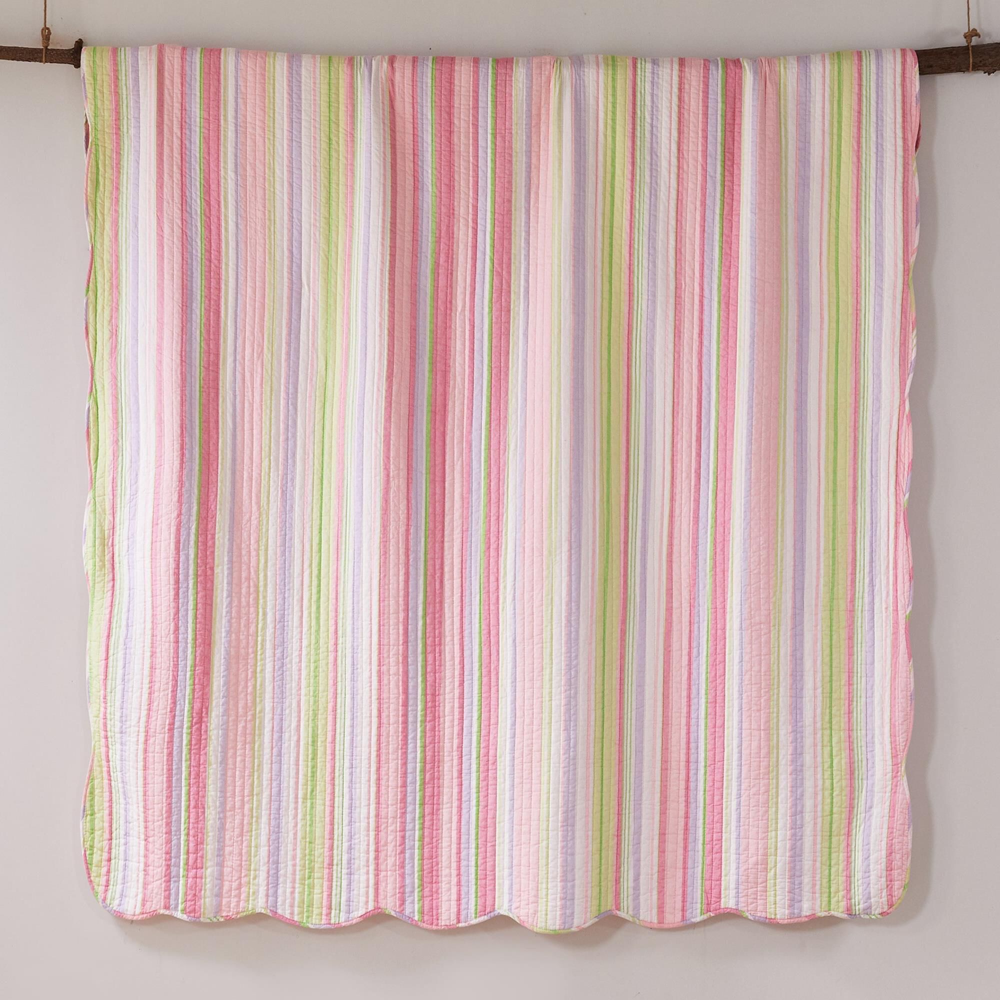 Levtex Merrill 3 Piece Full Queen Quilt Set in Pink Green and Purple NFM